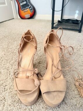 Michael Kors Blush Suede Lace-Up Platform Heels